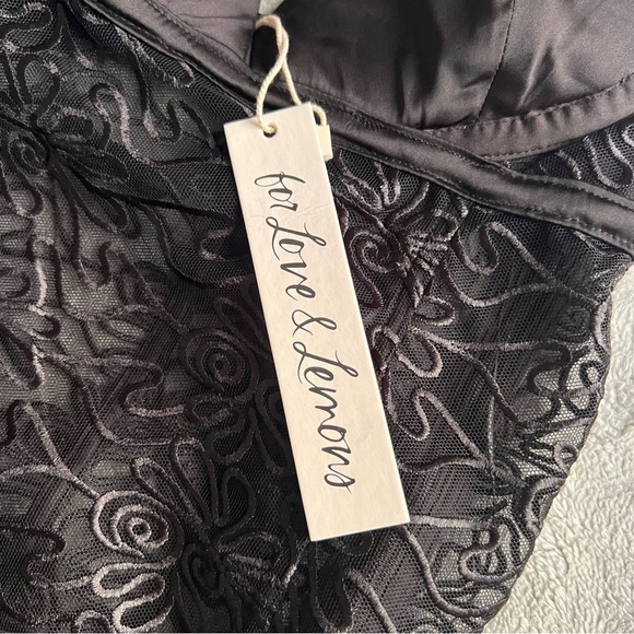 NWT For Love & Lemons Rosanna Soutache Floral Embroidered Sheer Mini Dress Black - Picture 5 of 13